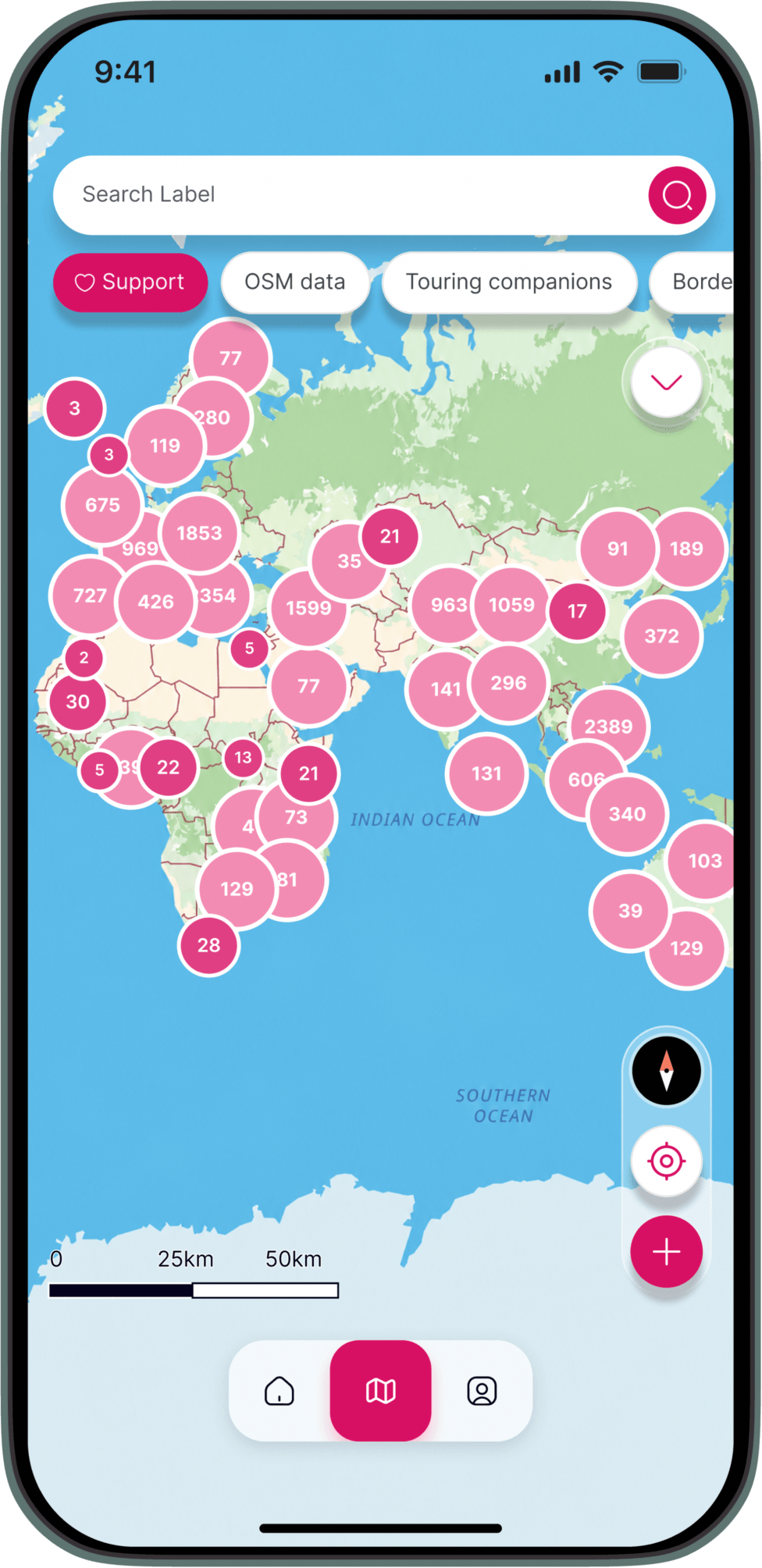 Rolling Around App - Find bikepacking waypoints on the map